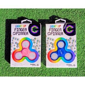 Blue & Pink Multicolored LED Light-Up Finger Spinner Gabba Goods 2Pc Toy Set NIB